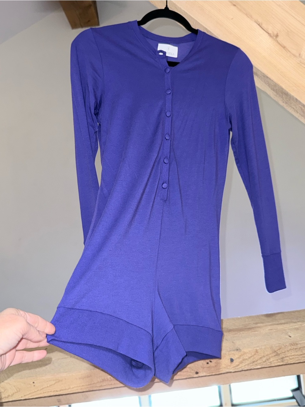Cosabella Royal Purple Long-Sleeve Henley Romper